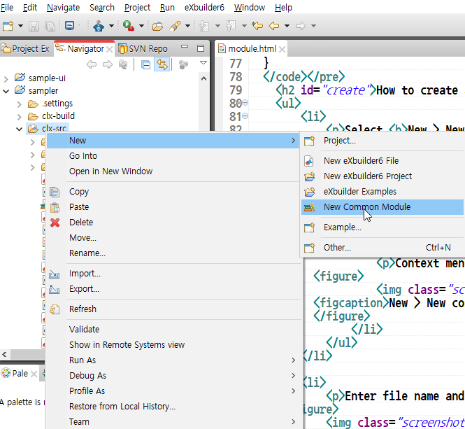 Create Module via Context Menu