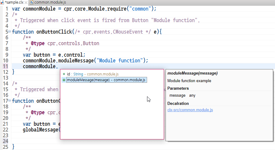 Module Function Content Assist